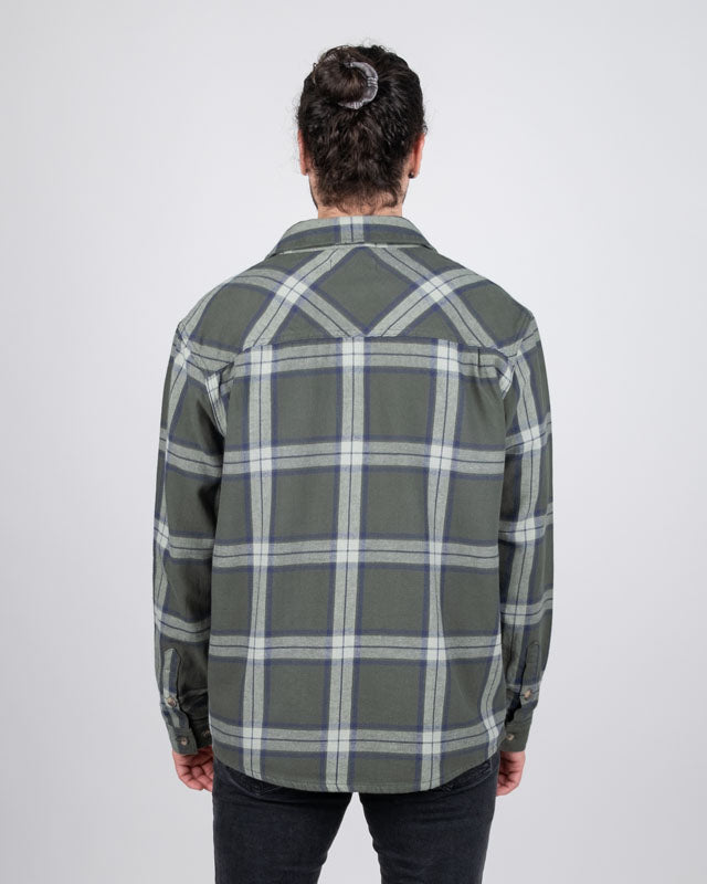 TreePlanter Overshirt Check Ash Green-Navy - SHIRT - NIKIN EU
