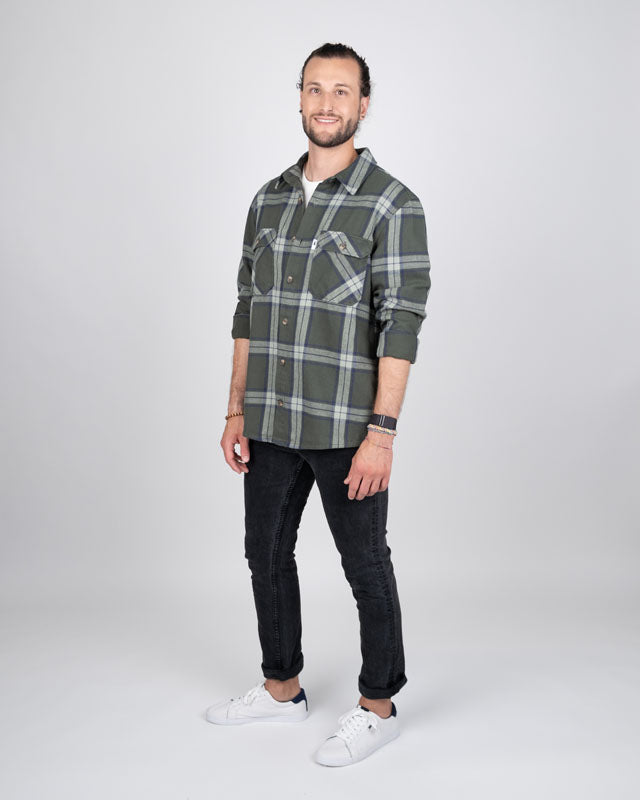 TreePlanter Overshirt Check Ash Green-Navy - SHIRT - NIKIN EU