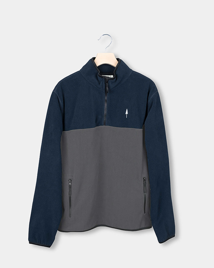 TreeFleece Quarter Zip Colorblock Relaxed Dark Navy-Anthracite - SWEATER - NIKIN EU