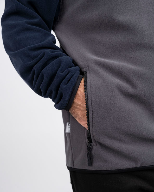 TreeFleece Quarter Zip Colorblock Relaxed Dark Navy-Anthracite - SWEATER - NIKIN EU