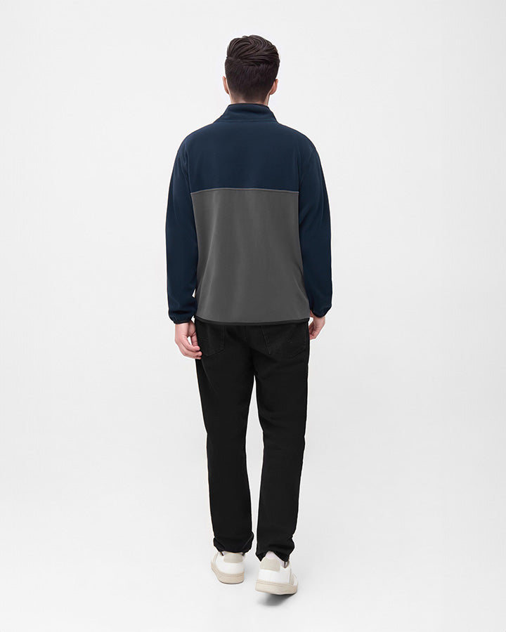 TreeFleece Quarter Zip Colorblock Relaxed Dark Navy-Anthracite - SWEATER - NIKIN EU