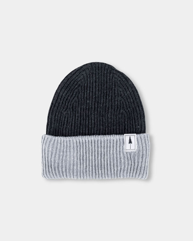 Treeanie Ribbed Colorblock Black Mel-Light Grey Mel - BEANIE - NIKIN EU
