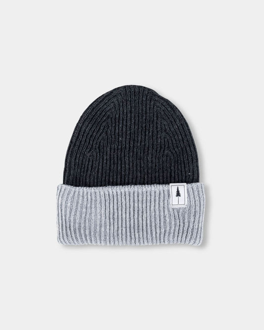Treeanie Ribbed Colorblock Black Mel-Light Grey Mel - BEANIE - NIKIN EU