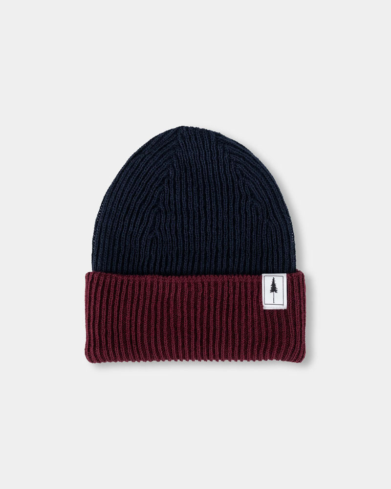 Treeanie Ribbed Colorblock Navy-Bordeaux - BEANIE - NIKIN EU