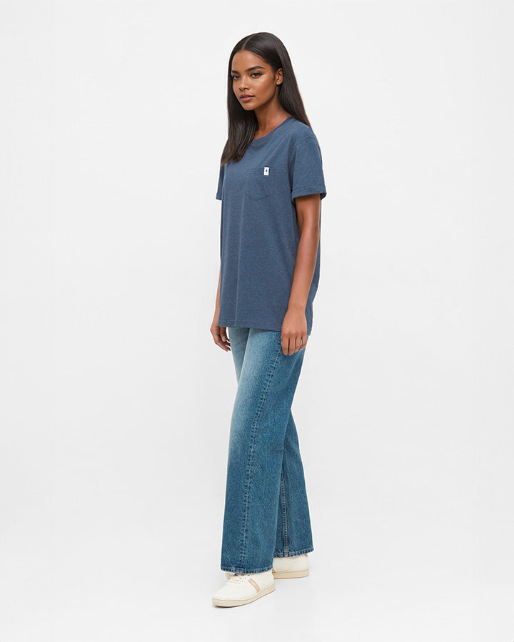TreeShirt Pocket Navy Mel - TSHIRT - NIKIN EU