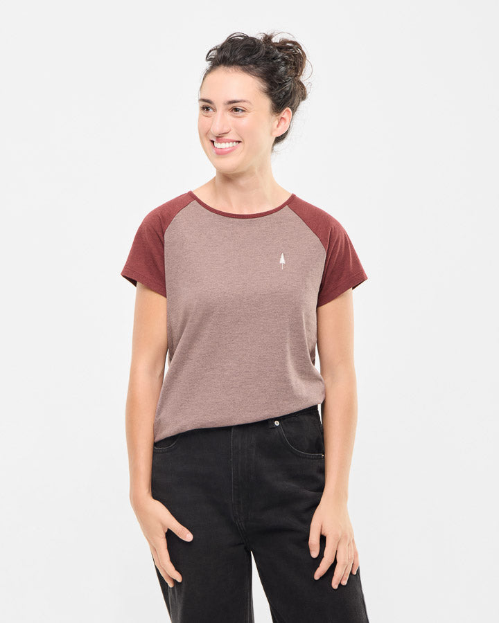 TreeShirt Raglan Colorblock Coffee Women Deep Maroon Mel-Astro Dust Mel