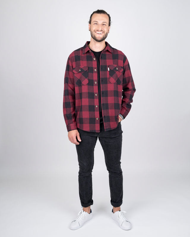 TreePlanter Overshirt Check Deep Maroon-Black