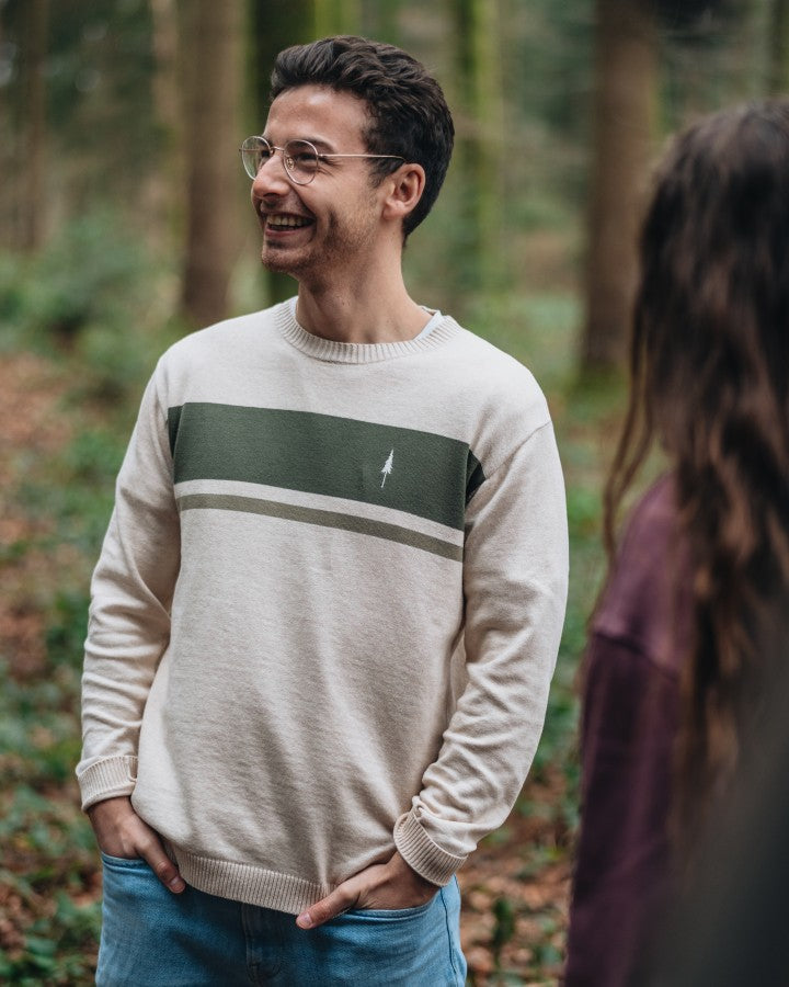 TreePullover Knitted Stripes Raw-Olive