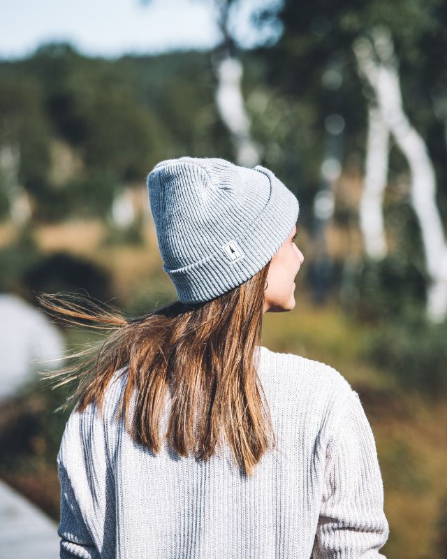 Treeanie Ribbed Light Grey Mel - BEANIE - NIKIN EU