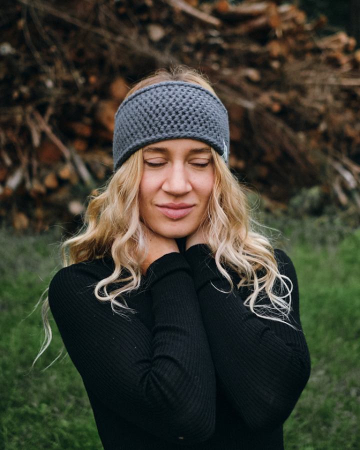 TreeHeadband Knitted Fleece Steel Blue - HEADBAND - NIKIN EU