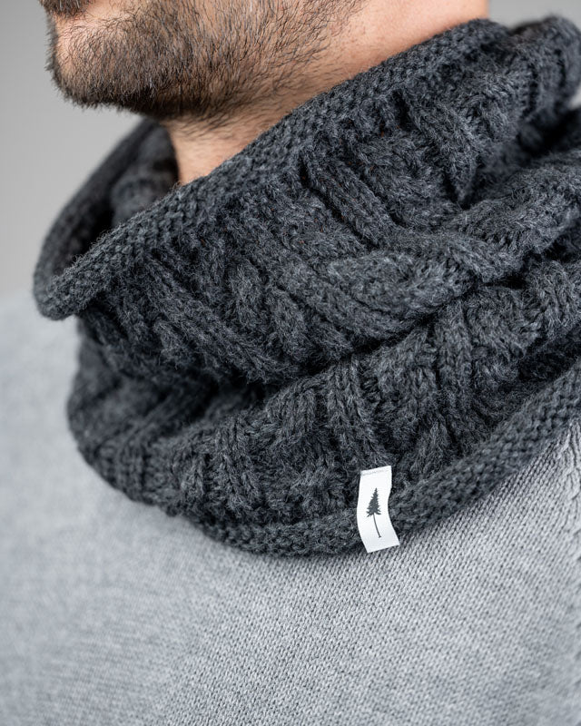 TreeNeckwarmer Cable Knit - Black Mel - NECKWARMER - NIKIN