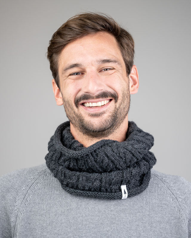 TreeNeckwarmer Cable Knit - Black Mel - NECKWARMER - NIKIN