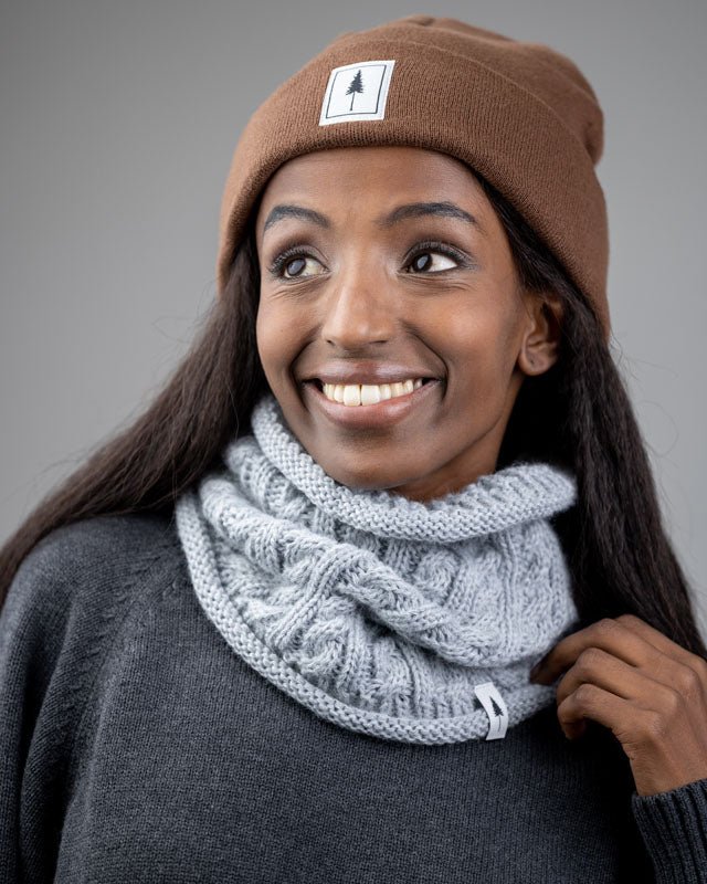 TreeNeckwarmer Cable Knit - Light Grey Mel - NECKWARMER - NIKIN