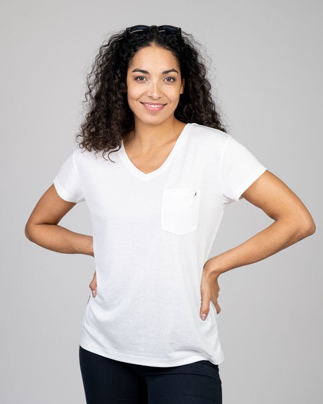 TreeShirt Pocket V-Neck Women - White - TSHIRT - NIKIN