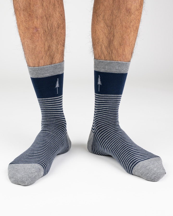 TreeSocks Standard Stripes - Navy-Grey - SOCKS - NIKIN