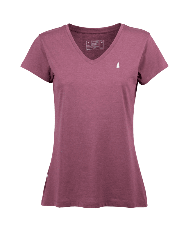 Bordeaux Mel | Col V Femme - T-Shirt - NIKIN