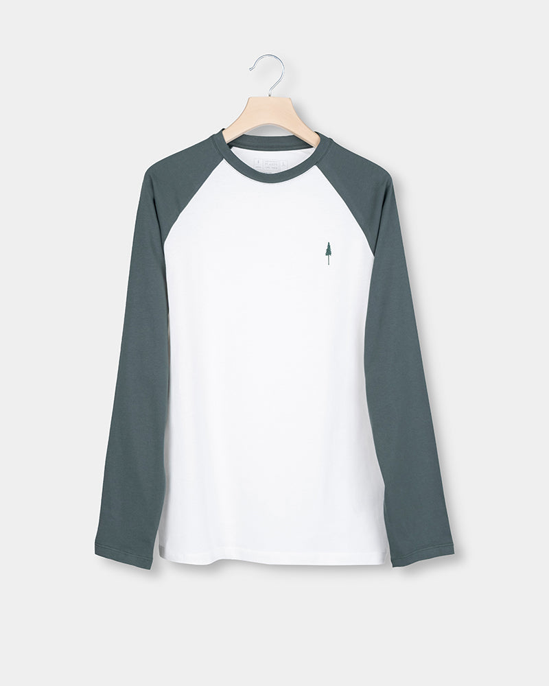 TreeShirt Longsleeve Raglan Juniper-White - LONGSLEEVE - NIKIN EU