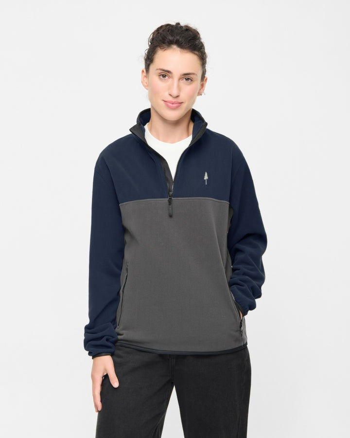 TreeFleece Quarter Zip Colorblock Relaxed Dark Navy-Anthracite