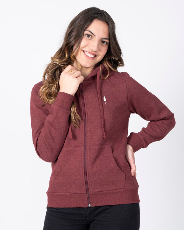 TreeHoodie Zip Femmes Bordeaux Mel