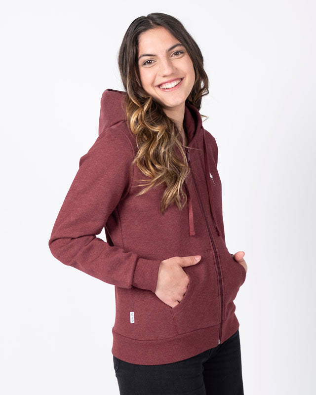 TreeHoodie Zip Femmes Bordeaux Mel