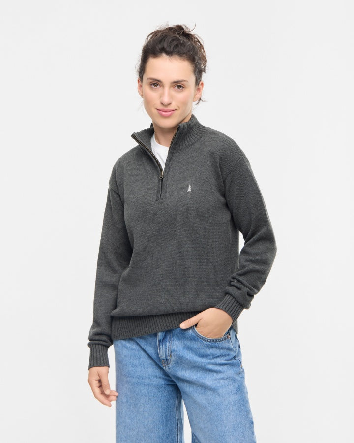 TreePullover Quarter - Zip Knit Anthracite Mel