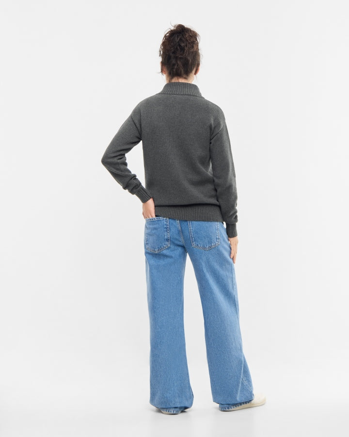 TreePullover Quarter - Zip Knit Anthracite Mel
