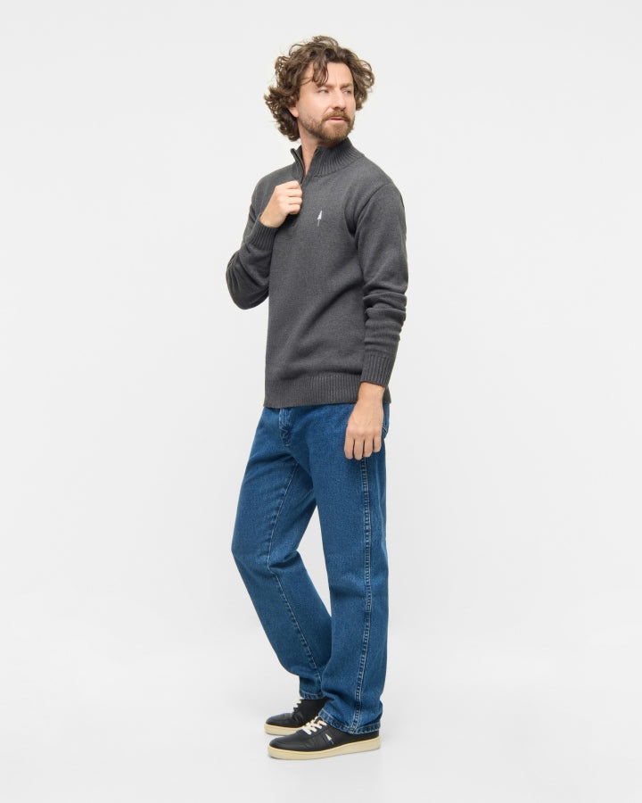 TreePullover Quarter - Zip Knit Anthracite Mel
