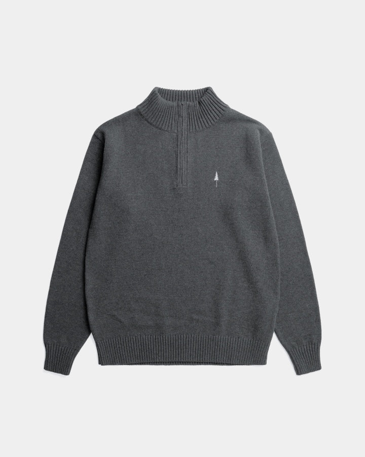 TreePullover Quarter - Zip Knit Anthracite Mel