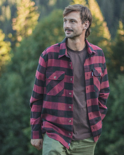 TreePlanter Overshirt Check Deep Maroon-Black