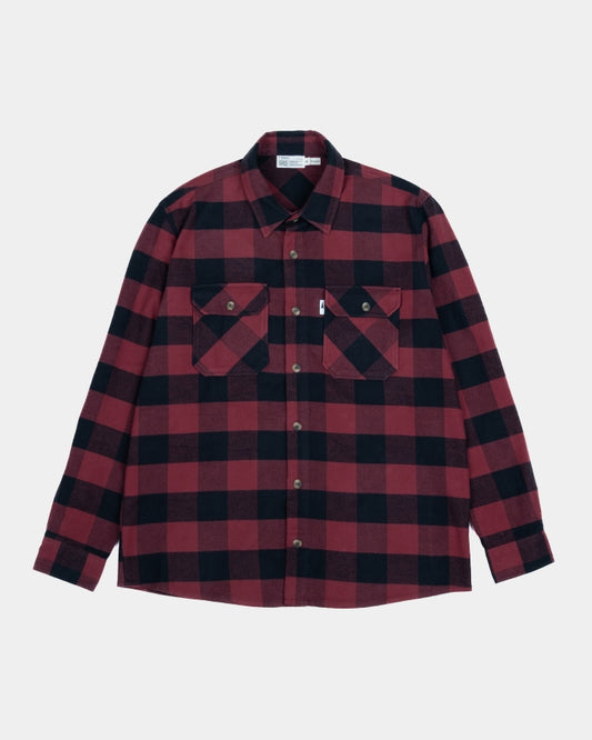 TreePlanter Overshirt Check Deep Maroon-Black
