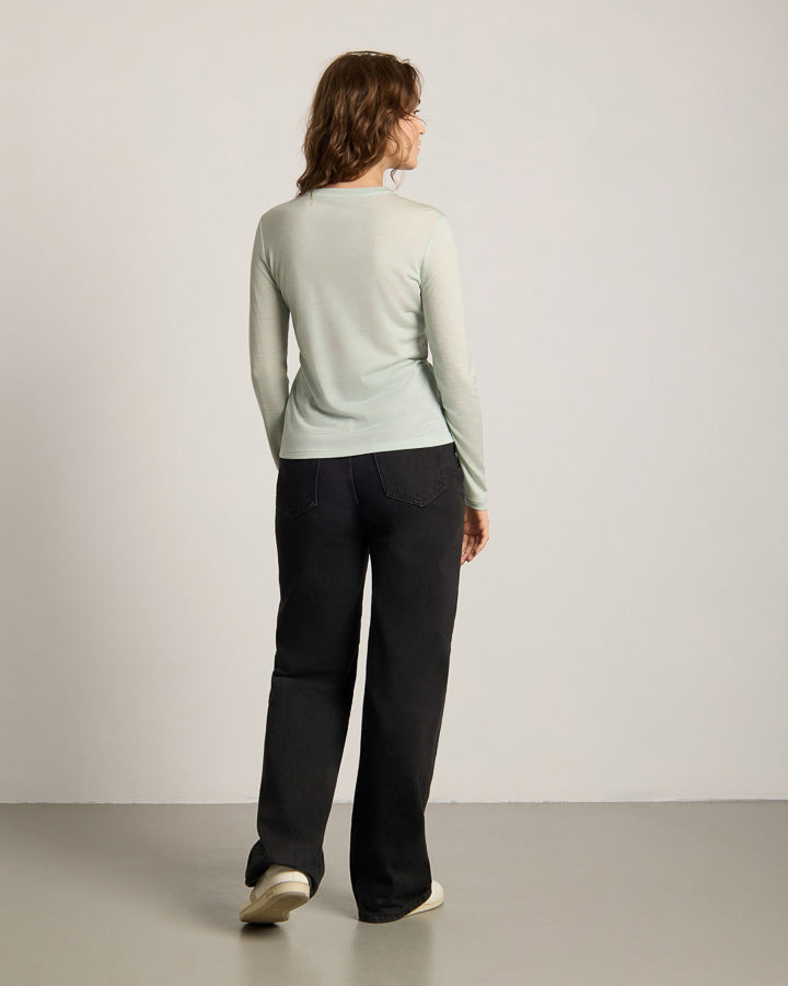 TreeShirt T-shirt à manches longues en laine, coupe ajustée, Femmes , couleur menthe Femmes