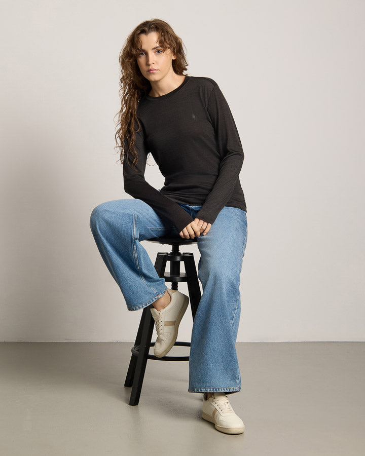 TreeShirt Long-Sleeve Wool Slim Dark Anthracite Mel