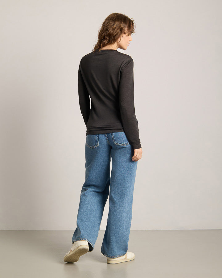 TreeShirt Long-Sleeve Wool Slim Dark Anthracite Mel