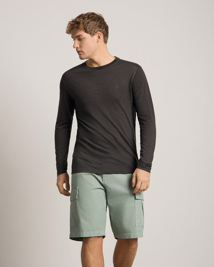 TreeShirt Long-Sleeve Wool Slim Dark Anthracite Mel