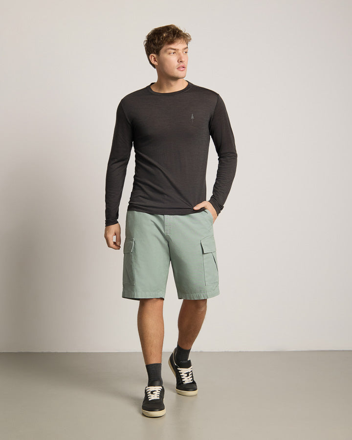 TreeShirt Long-Sleeve Wool Slim Dark Anthracite Mel