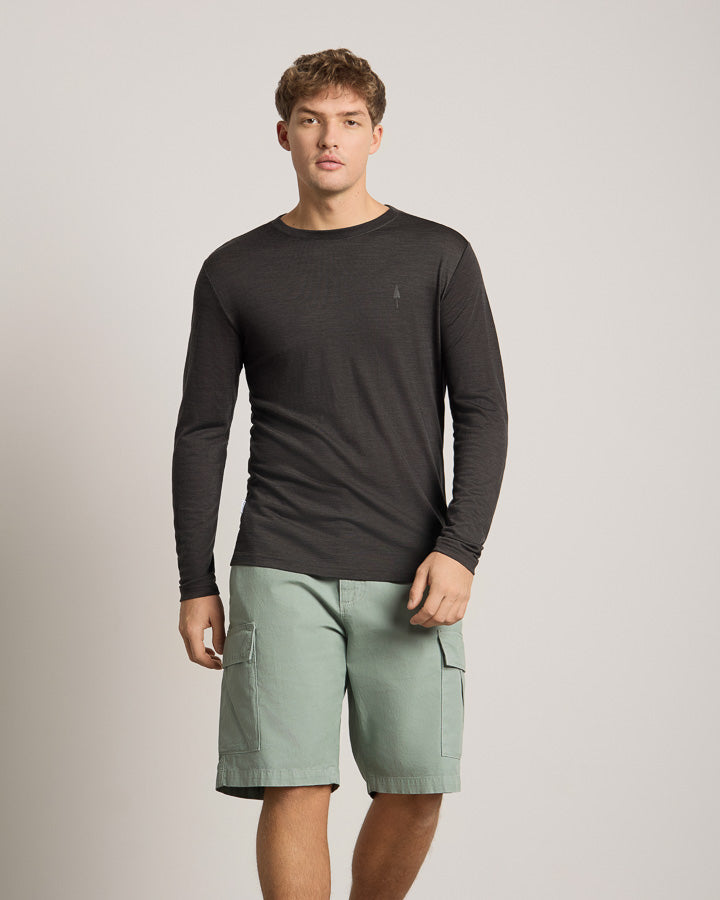 TreeShirt Long-Sleeve Wool Slim Dark Anthracite Mel