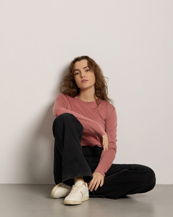 TreeShirt Long-Sleeve Wool Slim Salmon Rose Mel
