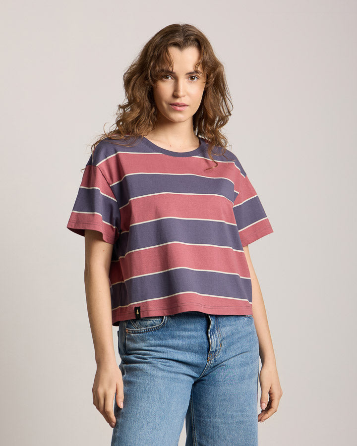 TreeShirt Striped Oversized Women's Dark Ink-Blush