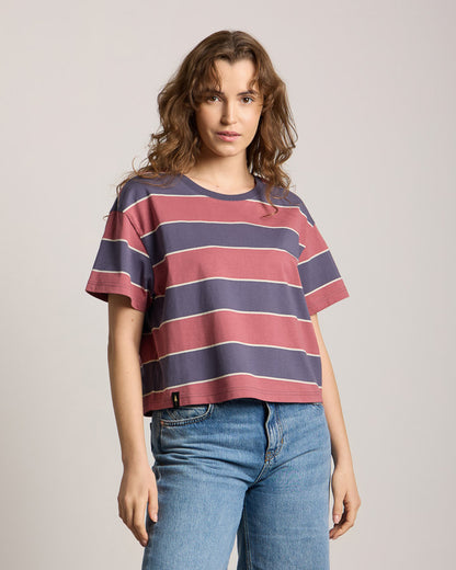 TreeShirt Striped Oversized Women's Dark Ink-Blush