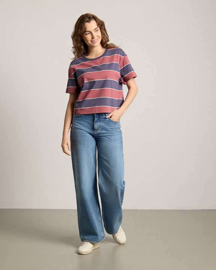 TreeShirt Striped Oversized Women's Dark Ink-Blush