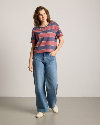 TreeShirt Striped Oversized Women's Dark Ink-Blush