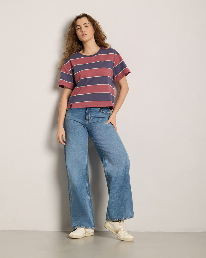 TreeShirt Striped Oversized Women's Dark Ink-Blush