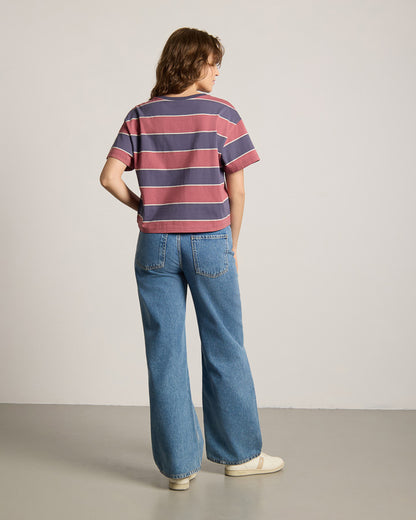 TreeShirt Striped Oversized Women's Dark Ink-Blush