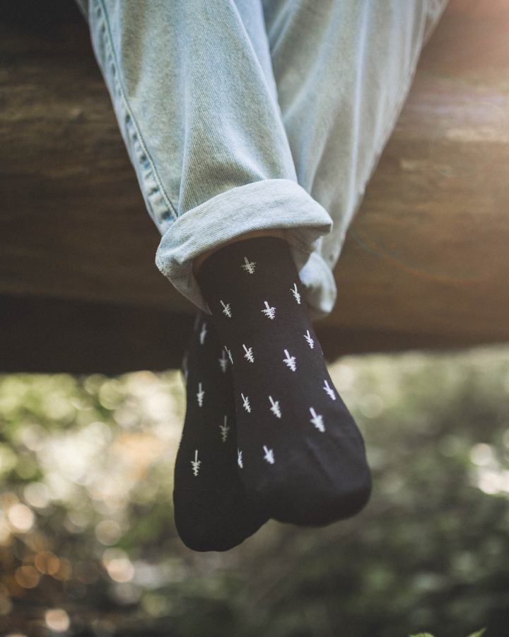 TreeSocks Short Allover Black - SOCKS - NIKIN EU