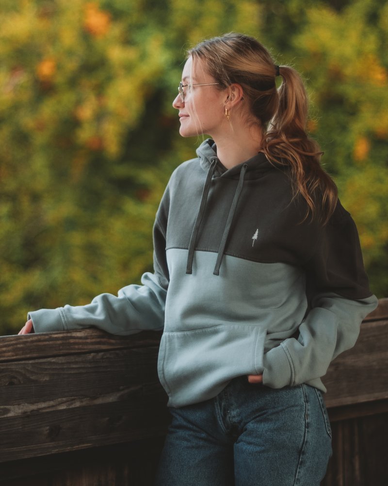 TreeHoodie Colorblock Anthracite-Elemental Blue - HOODIE - NIKIN EU