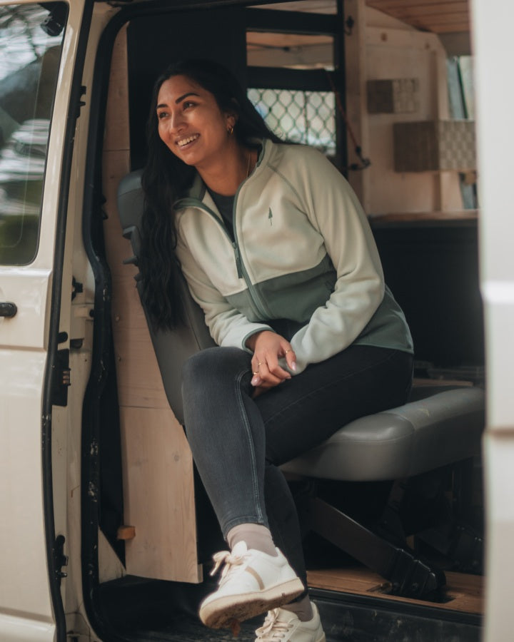 TreeJacket Fleece Colorblock Women Sage-Fresh Mint