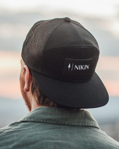 TreeCap 7Panel Trucker Black