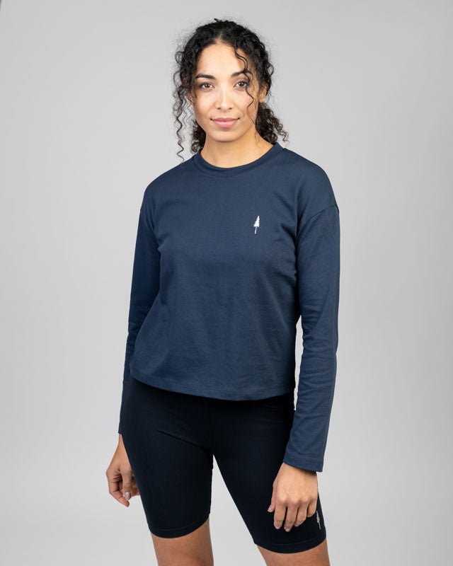 TreeShirt Longsleeve Dropshoulder Women - Dark Navy - TSHIRT - NIKIN