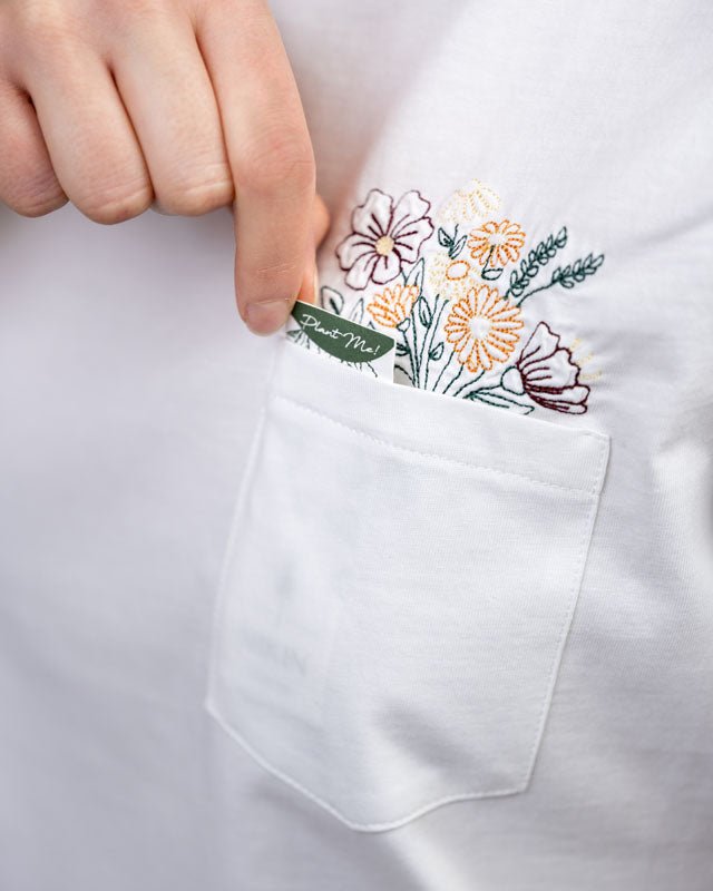 TreeShirt Pocket Flowers - Blanc - TSHIRT - NIKIN