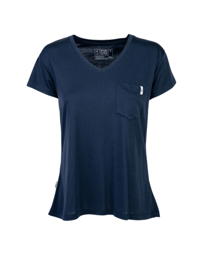 TreeShirt Pocket V-Neck Women - Dark Navy - TSHIRT - NIKIN